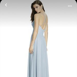 Dessy Collection Mist Blue Criss Cross Backless Maxi Dress Sz 10